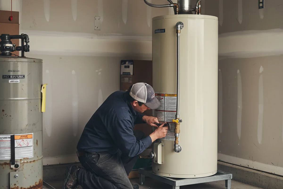 Water heater and shutoff valve replacement in East Bank