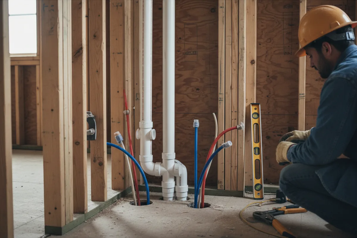 Drain and supply rough-in during Toilet Repair and Installation in East Bank